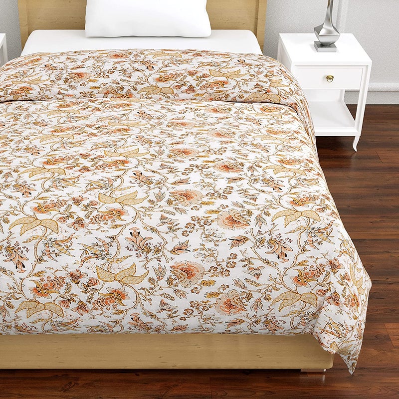 SIBLEY SIBLEY 300 TC Microfiber Single Bed Gold Print Heritage Jaipuri Razai Jaipuri Rajai Ac Quilt for Winter Soft Light Weight Rajasthani Traditional Cotton Comforter 55 x 85 inch  - Image 2