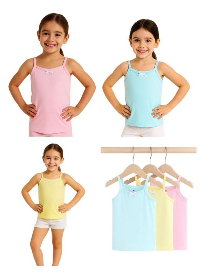 Victor And Jane Pack of 3 - Girls Cotton Camisoles - Image 1