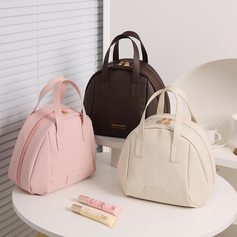 KARDIFF MultiLayered ShellShaped Cosmetic Bag Multi Layered Makeup Bag Shell Shaped Tote Travel Bag For Women pink - Image 2