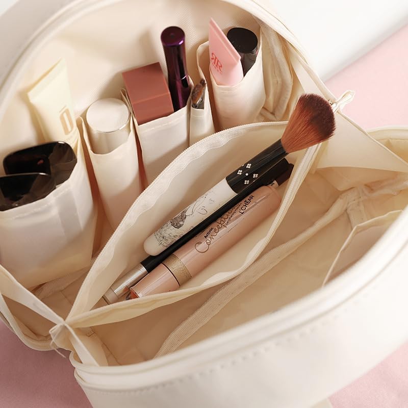 KARDIFF MultiLayered ShellShaped Cosmetic Bag Multi Layered Makeup Bag Shell Shaped Tote Travel Bag For Women pink - Image 5