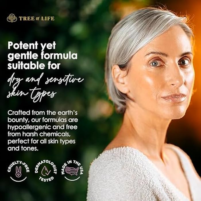 TREE OF LIFE سيروم ريتينول شجرة الحياة للجمال، زيت وجه مهدئ للبشرة للبقع الداكنة وعلامات الشيخوخة والخطوط الدقيقة، سيرومات للوجه للعناية بالبشرة الجافة والحساسة مع حمض الهيالورونيك لبشرة ناعمة وسلسة، 2 أونصة سائلة - Image 5