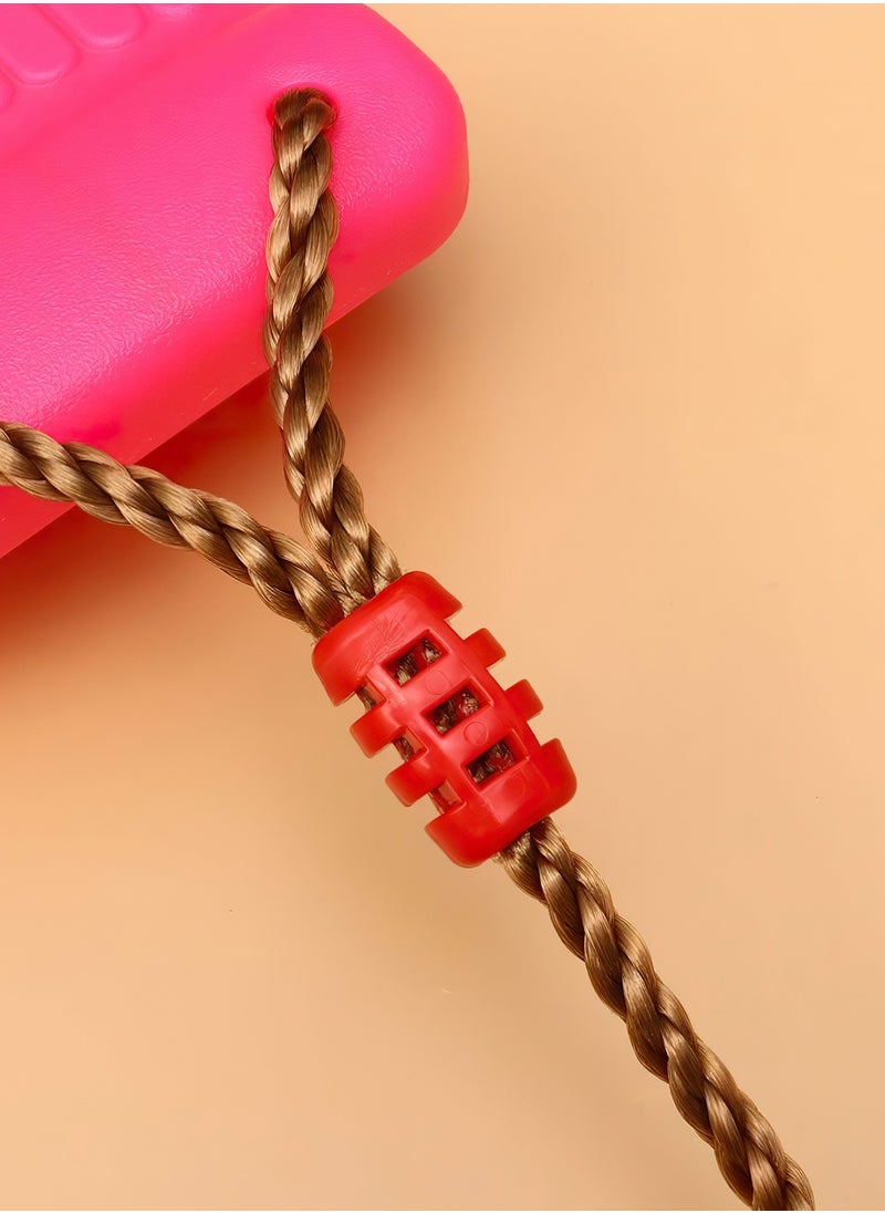 فنز  مقعد أرجوحة بلاستيكي من Funz مع حبل منحني ألعاب أرجوحة في ساحة اللعب معلقة أرجوحة شجرة منحنية للأولاد والبنات باللون الوردي  - Image 3