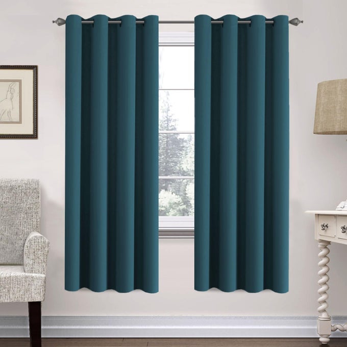 HVERSAILTEX PREMIUM BLACKOUT THERMAL INSULATED ROOM DARKENING CURTAINS FOR BEDROOMLIVING ROOM CLASSIC GROMMET TOP 2 PANELS DARK TEAL 52 INCH BY 72 INCH