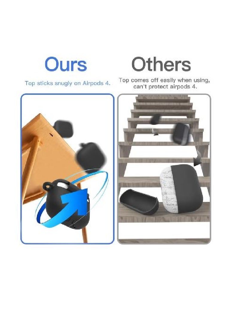 FOCUS AirPods 4th Generation Case Silicone Cover 2024 Soft Silicone Shock-Absorbing for AirPods 4 Case with Keychain Pink - Image 3