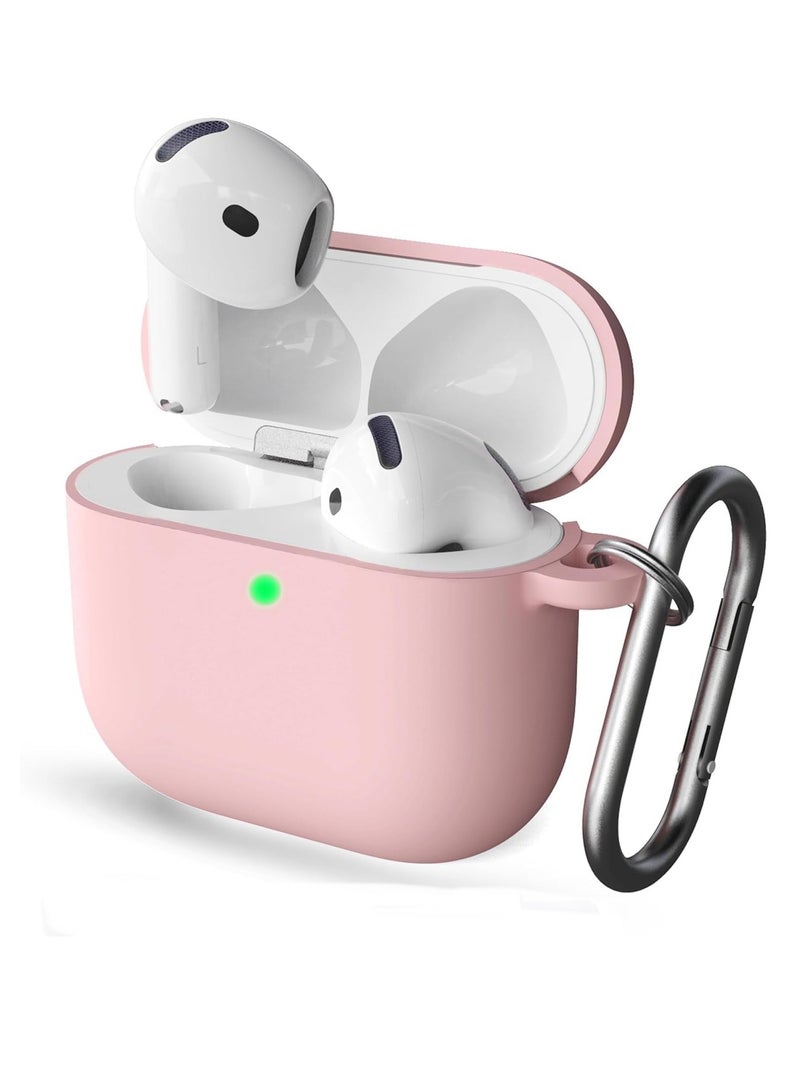 FOCUS AirPods 4th Generation Case Silicone Cover 2024 Soft Silicone Shock-Absorbing for AirPods 4 Case with Keychain Pink - Image 1