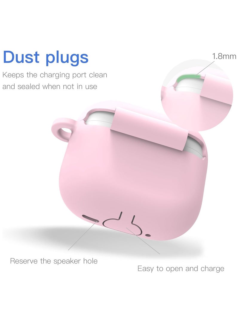 FOCUS AirPods 4th Generation Case Silicone Cover 2024 Soft Silicone Shock-Absorbing for AirPods 4 Case with Keychain Pink - Image 5