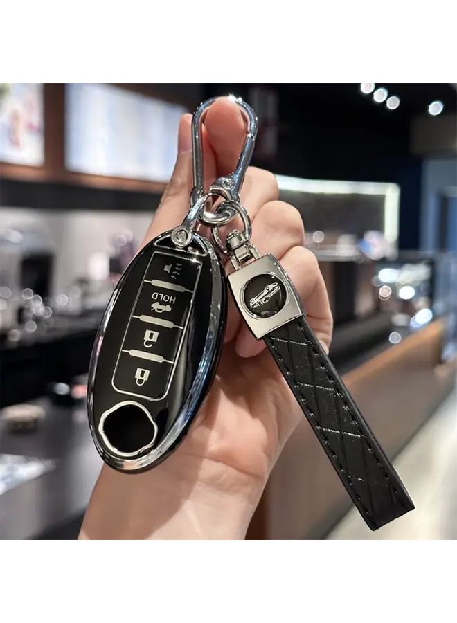 Purple Key Fob Cover with Keychain for Nissan Altima Maxima Murano Rogue Qashqai X Trail Versa Infiniti FX35 QX60 - Image 1