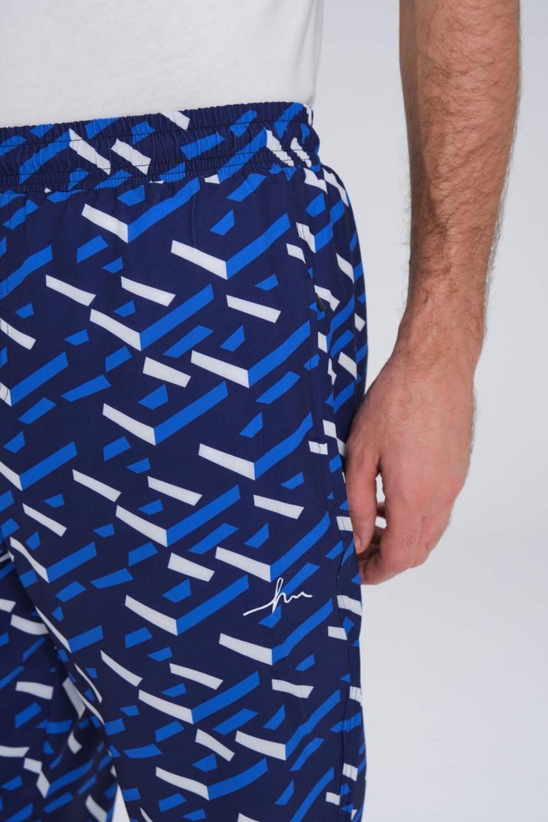 Haşema Patterned Navy Blue Long Men's Pool and Sea Shorts 24-18  - Image 2