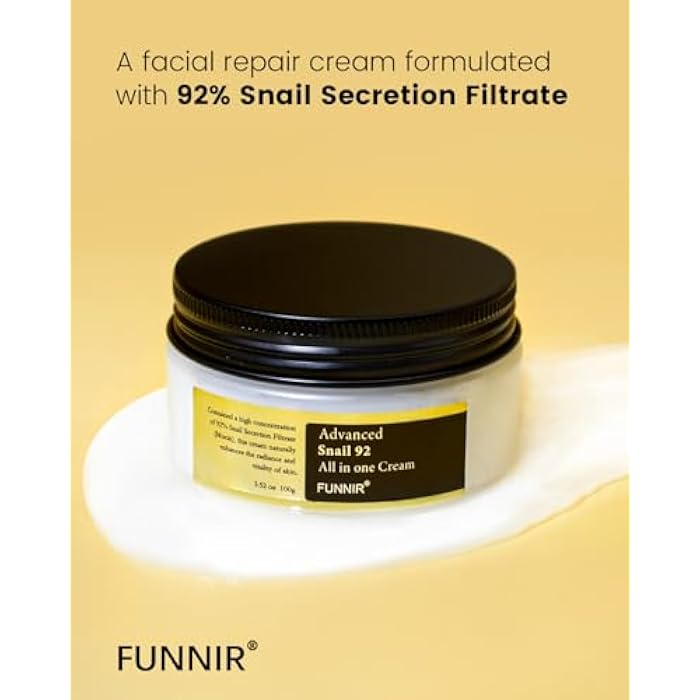 FUNNIR Snail Mucin Moisturizer 92%, Lightweight Moisturing Cream, 100g, Youthful and Radiant Formula, Repair Face Cream for All Skin Types, Skincare Products - Image 4