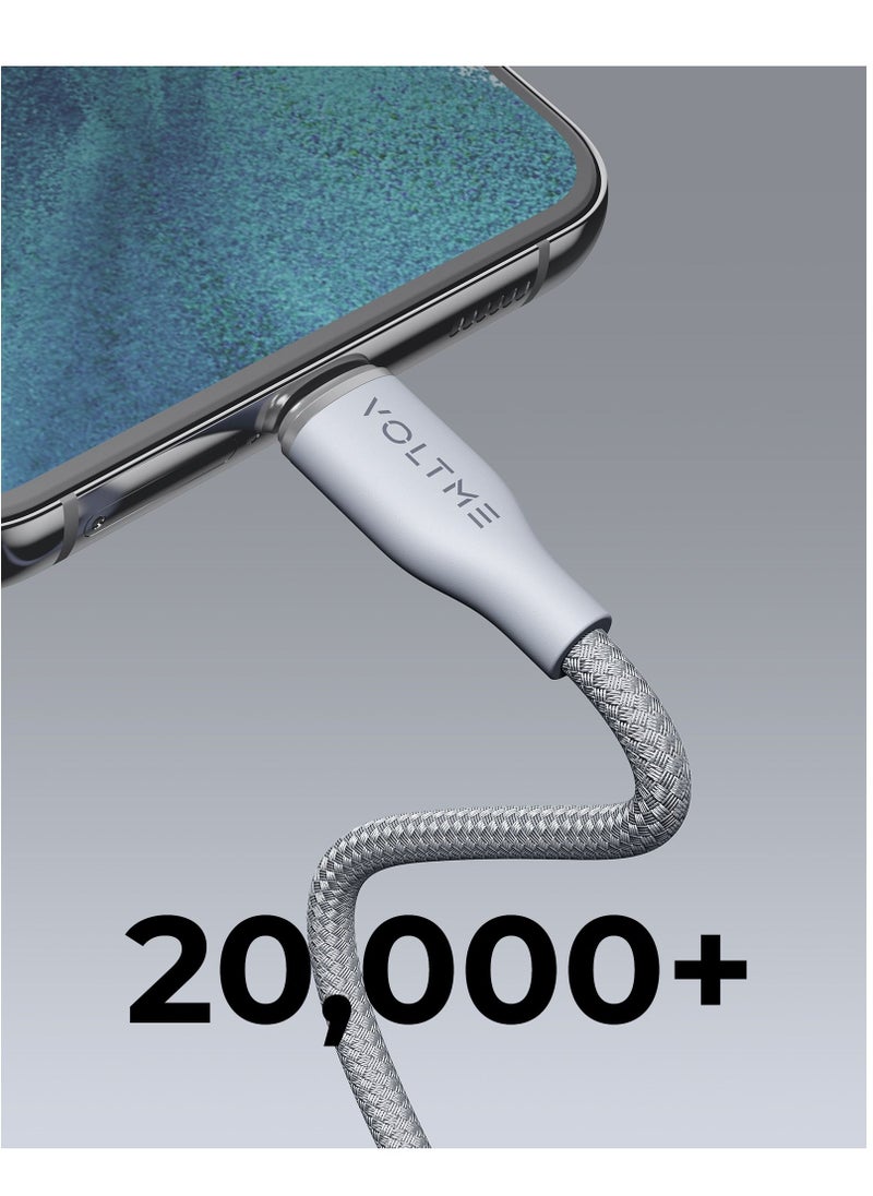VOLTME USB C to USB C Cable - Powerlink Rugg Double Nylon Fast Charging Cord 1m - 60W Power Delivery PD Compatible with iPhone 16 Series, iPhone 15 Series, iPad Pro/Air, MacBook Pro/Air, Galaxy S24/S23 Ultra, Huawei P60, Xiaomi, and More - Durable & High-Speed Charging- Grey  - Image 3