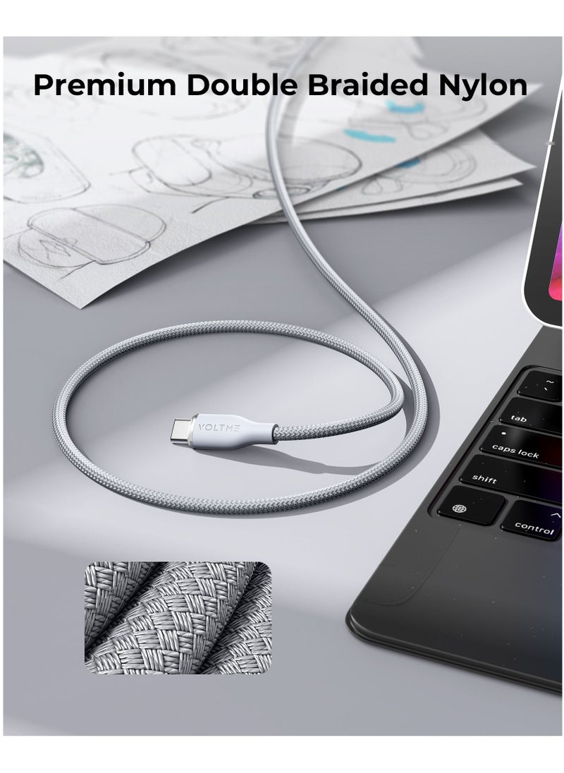 VOLTME USB C to USB C Cable - Powerlink Rugg Double Nylon Fast Charging Cord 1m - 60W Power Delivery PD Compatible with iPhone 16 Series, iPhone 15 Series, iPad Pro/Air, MacBook Pro/Air, Galaxy S24/S23 Ultra, Huawei P60, Xiaomi, and More - Durable & High-Speed Charging- Grey  - Image 2