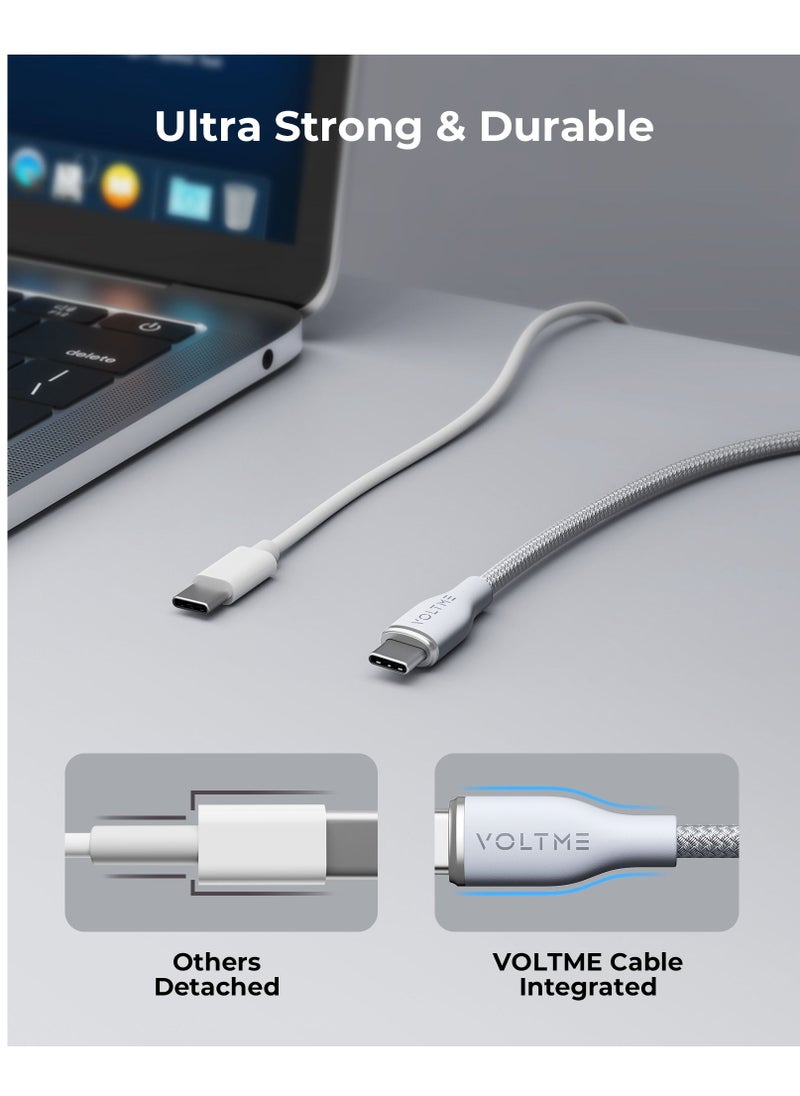 VOLTME USB C to USB C Cable - Powerlink Rugg Double Nylon Fast Charging Cord 1m - 60W Power Delivery PD Compatible with iPhone 16 Series, iPhone 15 Series, iPad Pro/Air, MacBook Pro/Air, Galaxy S24/S23 Ultra, Huawei P60, Xiaomi, and More - Durable & High-Speed Charging- Grey  - Image 5