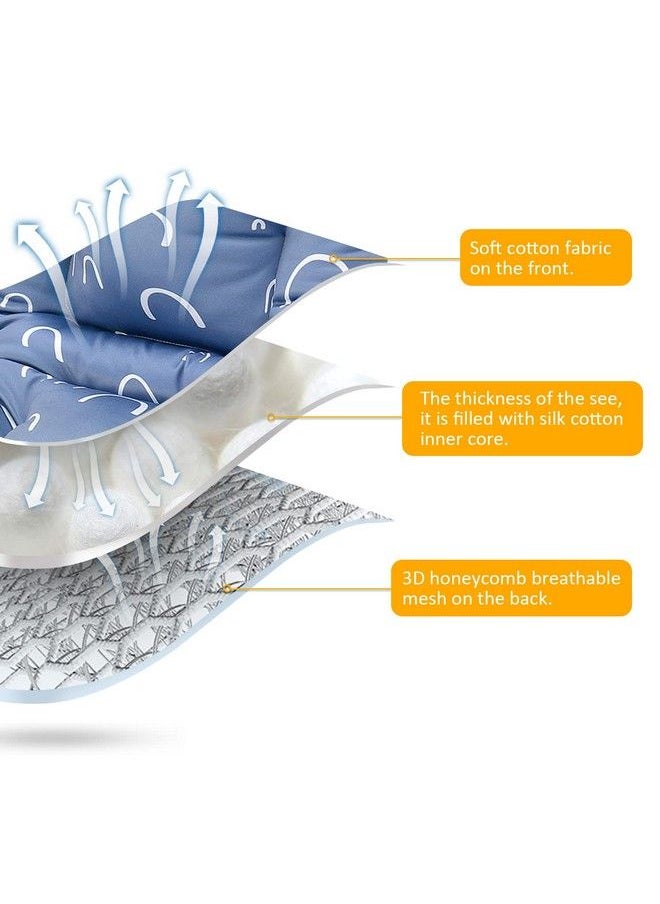 Miracle Baby - Baby Pushchair Seat Liners Pram Liner 100% Cotton Baby Stroller Liner Pad Seat Cover Padded Universal Seat Cushion Pad Stroller Pram Pushchair For Toddler Infant （Blue） - Image 1