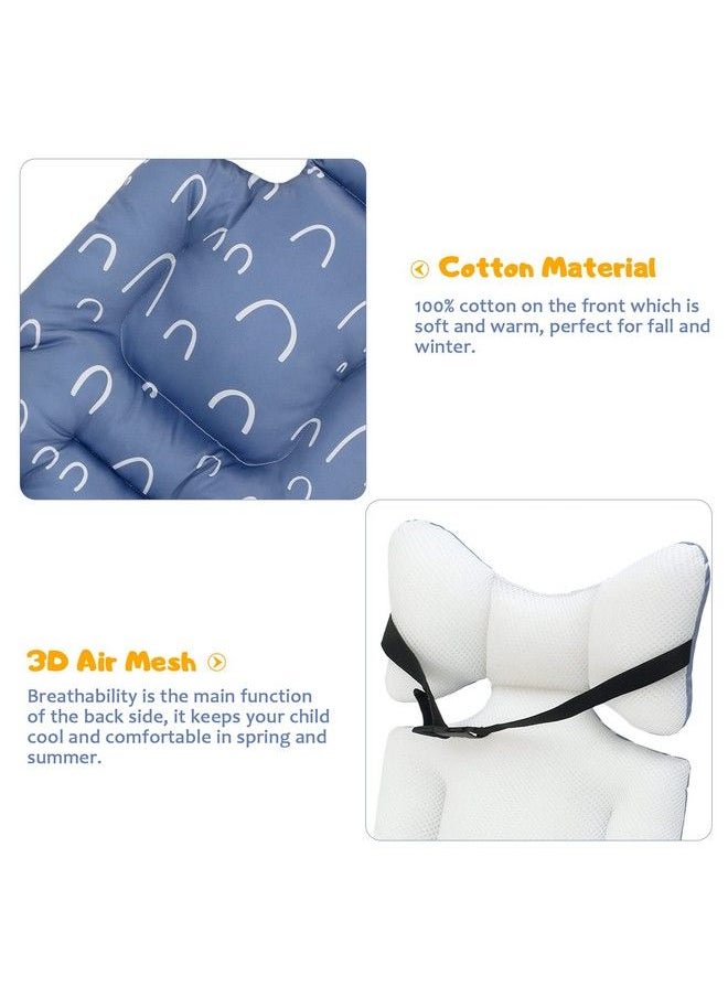 Miracle Baby - Baby Pushchair Seat Liners Pram Liner 100% Cotton Baby Stroller Liner Pad Seat Cover Padded Universal Seat Cushion Pad Stroller Pram Pushchair For Toddler Infant （Blue） - Image 1
