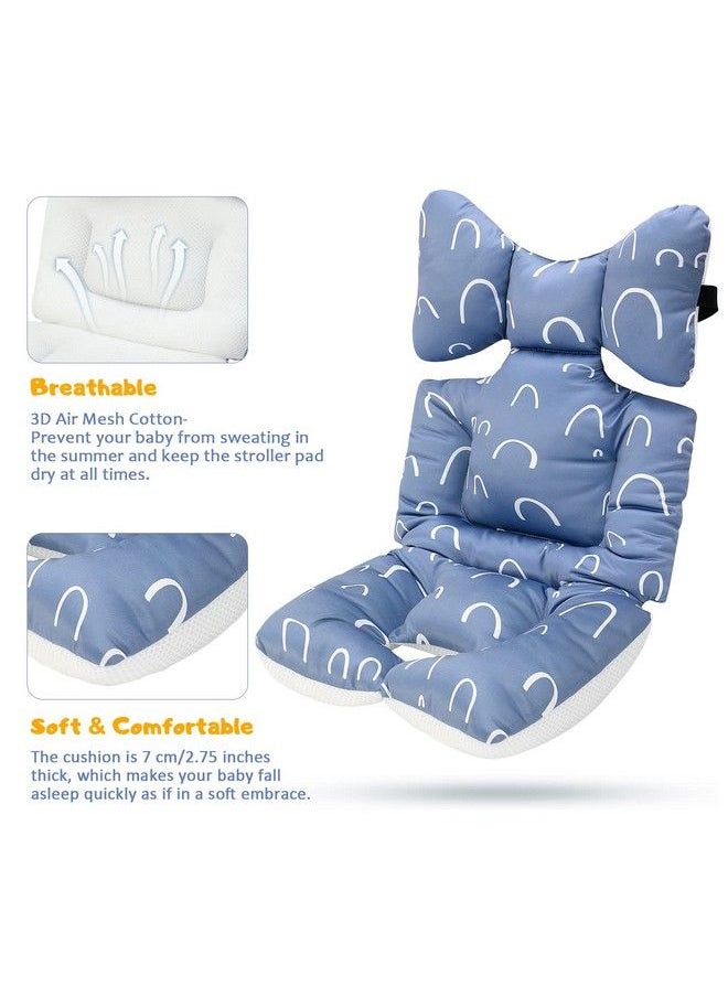 Miracle Baby - Baby Pushchair Seat Liners Pram Liner 100% Cotton Baby Stroller Liner Pad Seat Cover Padded Universal Seat Cushion Pad Stroller Pram Pushchair For Toddler Infant （Blue） - Image 1