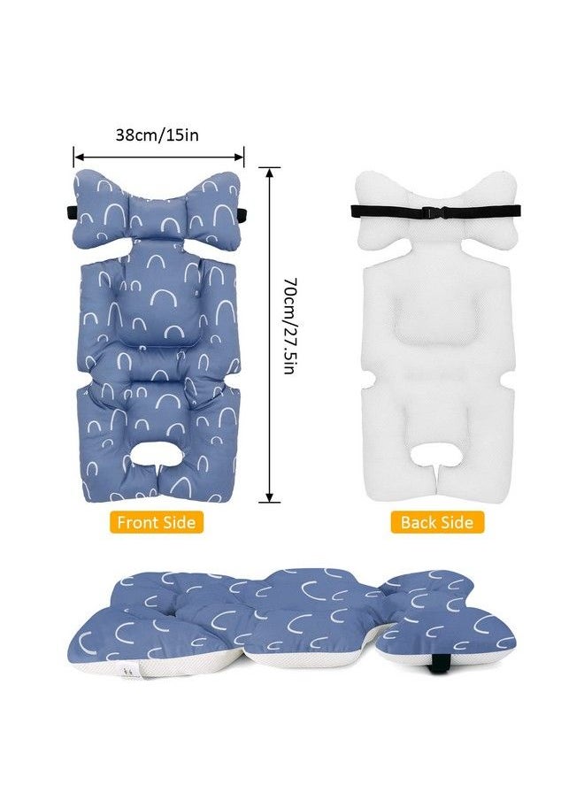 Miracle Baby - Baby Pushchair Seat Liners Pram Liner 100% Cotton Baby Stroller Liner Pad Seat Cover Padded Universal Seat Cushion Pad Stroller Pram Pushchair For Toddler Infant （Blue） - Image 1