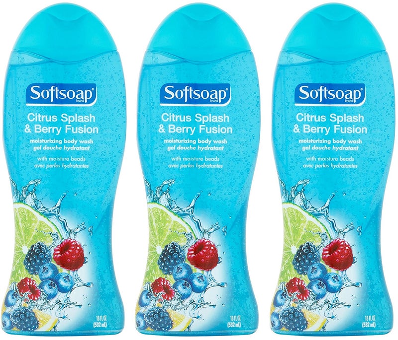 Softsoap Moisturizing Body Wash - Citrus Splash & Berry Fusion - Net Wt. 18 FL OZ (532 mL) Per Bottle - Pack of 3 Bottles - Image 1