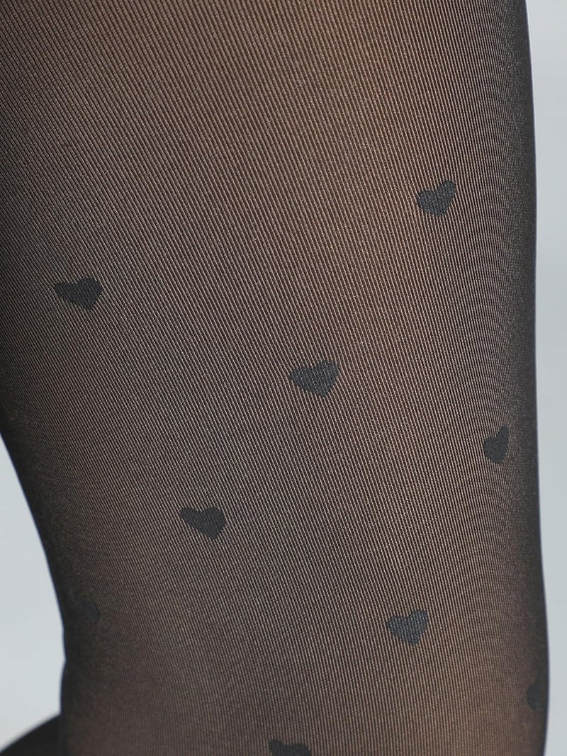 Klassik | Since 1993 | Trending Thick Fleece Heart Design Leggings for Women/Girl (Black/Skin) | Winter Super Warm Fake Translucent Woolen Fur Stockings |Thigh High Cute Lined Sheer Thermal Tights,XXL - Image 2