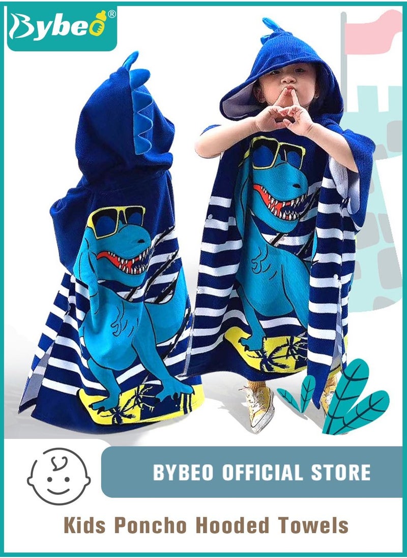 Bybeo Kids Poncho Hooded Towels, Quick Dry Toddler Bath Towel, Cute Dinosaur Beach Swimming Towels with Hood for Boys Girls Children  - Image 1