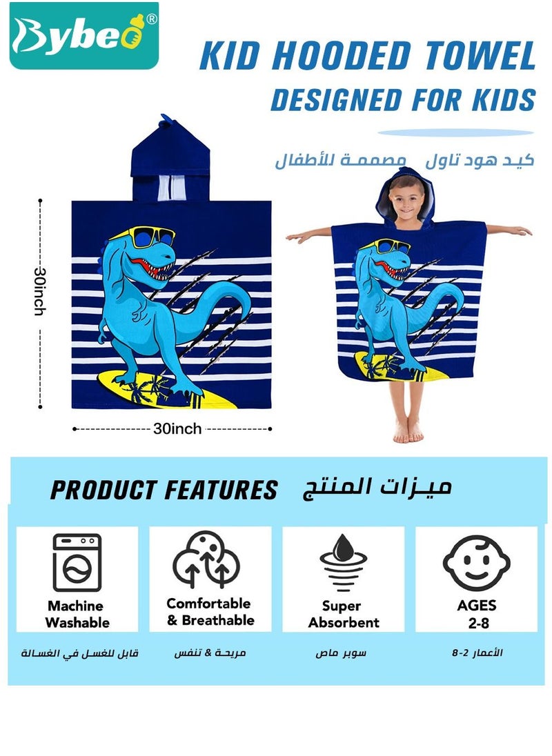 Bybeo Kids Poncho Hooded Towels, Quick Dry Toddler Bath Towel, Cute Dinosaur Beach Swimming Towels with Hood for Boys Girls Children  - Image 2