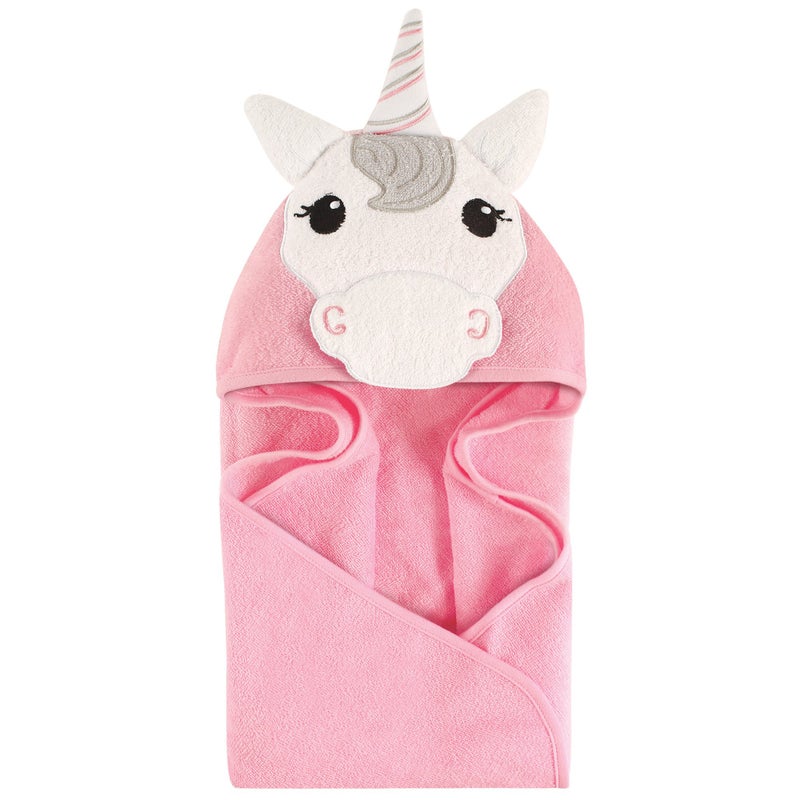 Hudson Baby Unisex Baby Cotton Animal Face Hooded Towel, Unicorn, One Size - Image 1