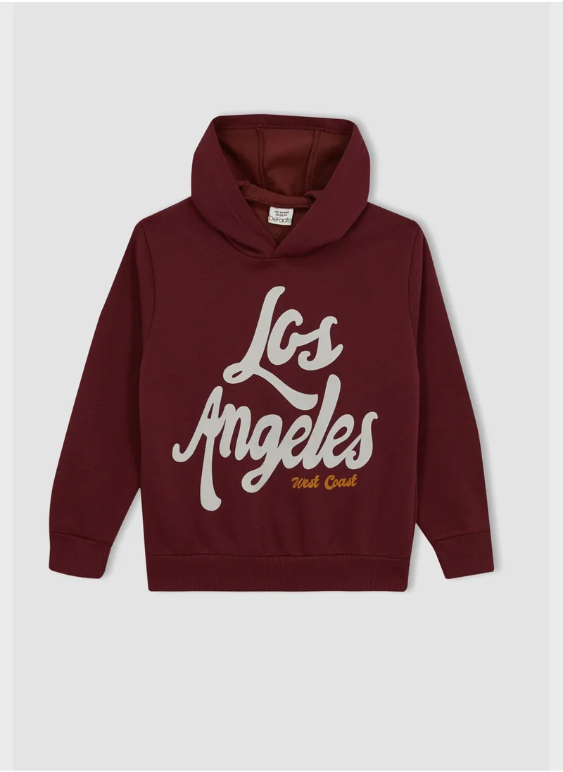 DeFacto Kids Text Print Hoodie & Sweatpants Set