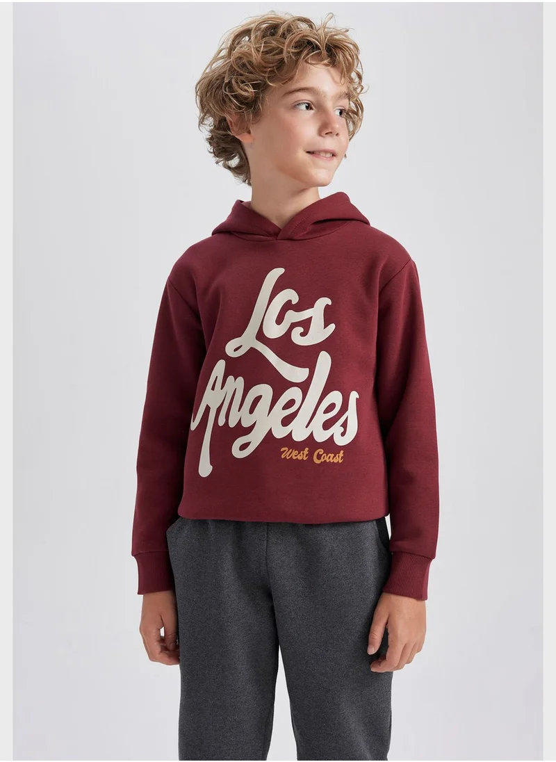 DeFacto Kids Text Print Hoodie & Sweatpants Set