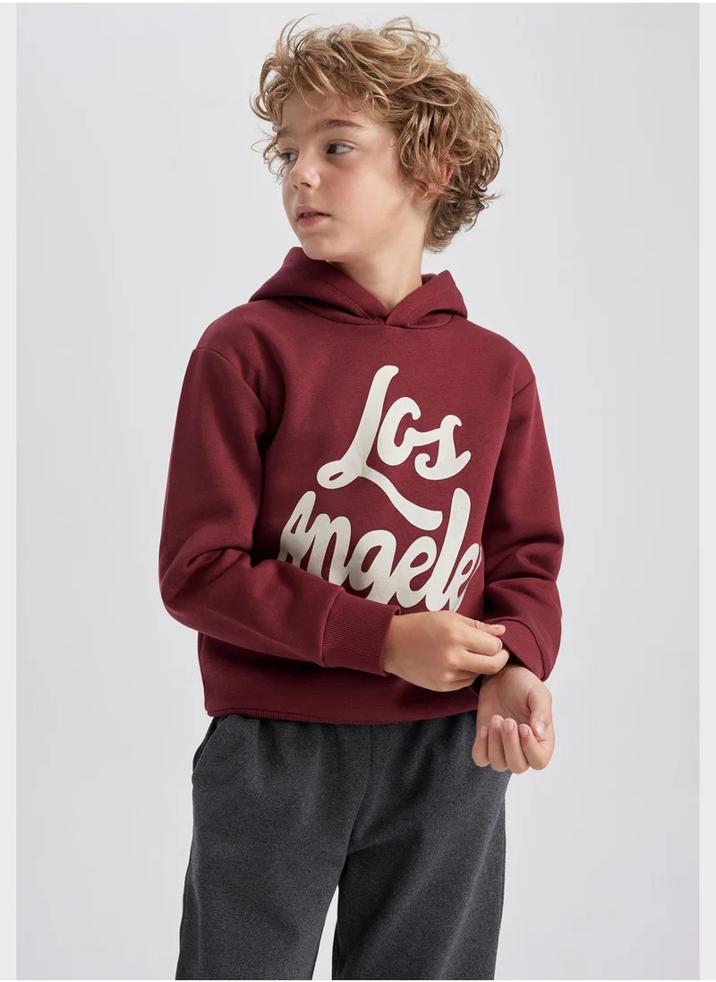 DeFacto Kids Text Print Hoodie & Sweatpants Set