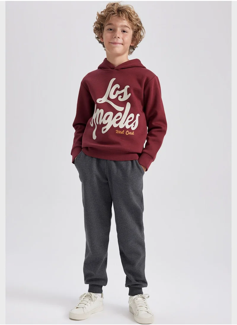 DeFacto Kids Text Print Hoodie & Sweatpants Set
