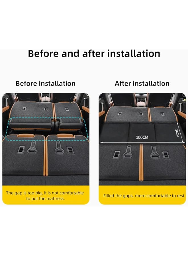 Jiawu Back Seat Extender Foldable Car Rear Seat Mattress Extension Plate Car Seat Cover for Dogs Car Backseat Bed Mattress for Travel Sleeping Camping Car SUV Dog Car Hammock (Black) - Image 3