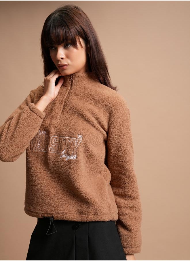 Tokyo Talkies Embroidered Zip Detail Sweatshirt by Styli  - Image 4