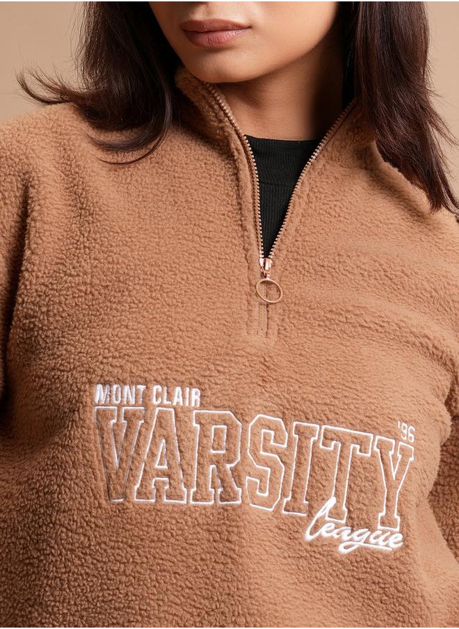 Tokyo Talkies Embroidered Zip Detail Sweatshirt by Styli  - Image 5