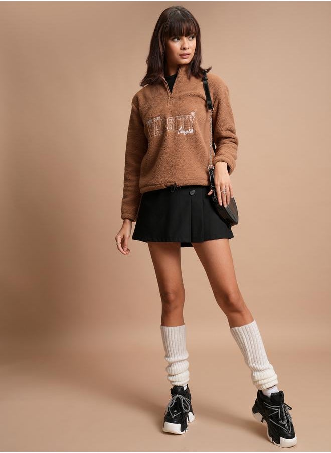 Tokyo Talkies Embroidered Zip Detail Sweatshirt by Styli  - Image 2