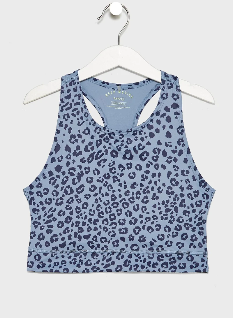 MANGO Kids Leopard Print Cropped Top