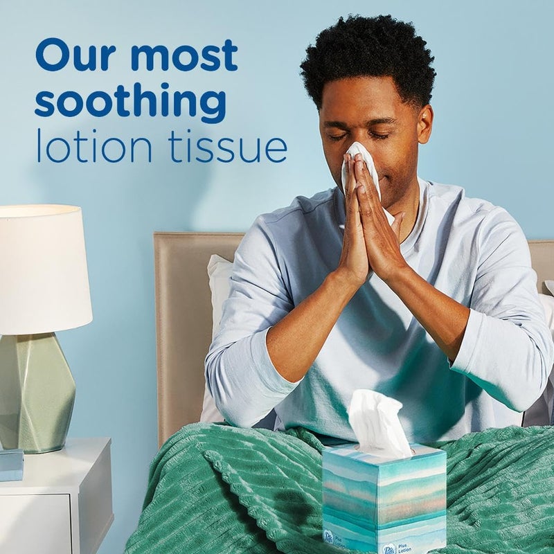 Puffs Plus Lotion Facial Tissues, 10 Cubes, 56 Tissues per Box, Allergies and Colds - Image 2