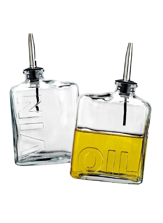 PARFAIT 2-Piece Printed Oil and Vinegar Glass Bottle Clear 450 ml 4458