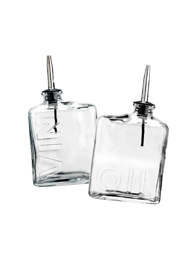 PARFAIT 2-Piece Printed Oil and Vinegar Glass Bottle Clear 450 ml 4458
