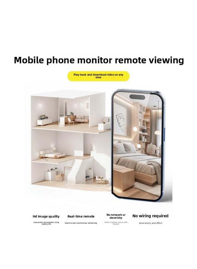 Generic - Ultra-clear HD Camera Wireless Monitoring Plug-in-free Home Network Indoor And Outdoor Video Mobile Phone Remote Night Vision-Color:15-day All-day Loop Recording—wifi Intercom Version With Long Battery Life: Super Battery Life + Humanoid Detection + Remote Playback + Voice Intercom—5mp - Image 1