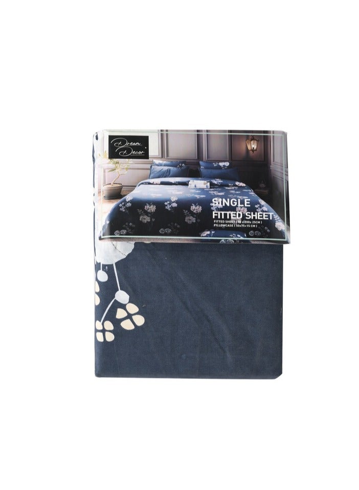 دريم ديكور طقم ملاية سرير جاهزة ناعمة ومتينة من Dream Decor - 100% بوليستر مع 1 كيس وسادة 90X200X25 سم - Image 2