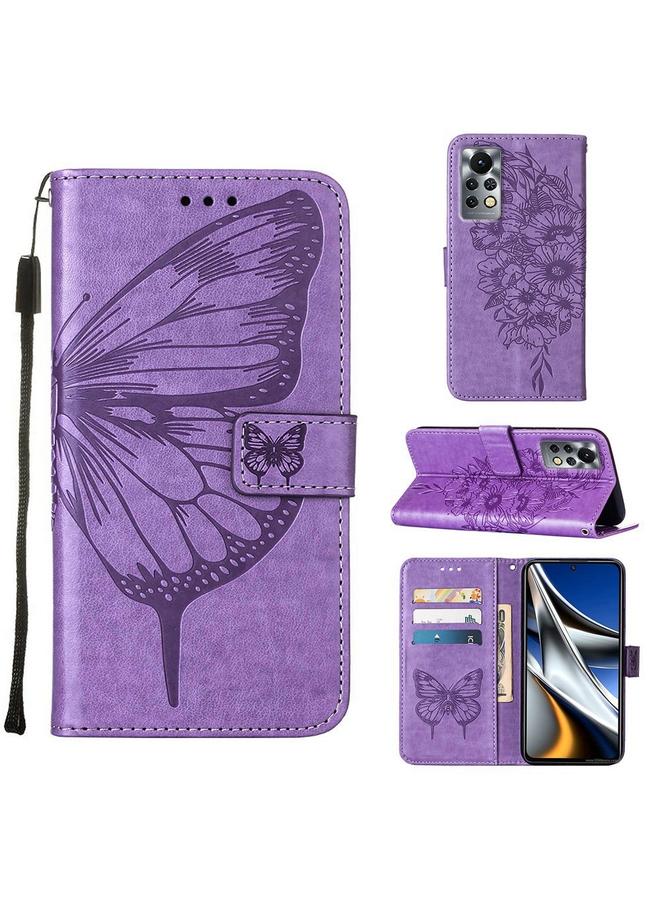 Zaboon Case For Infinix Note 11S / Note 11 Pro Embossed Butterfly Leather Phone Case - Image 1