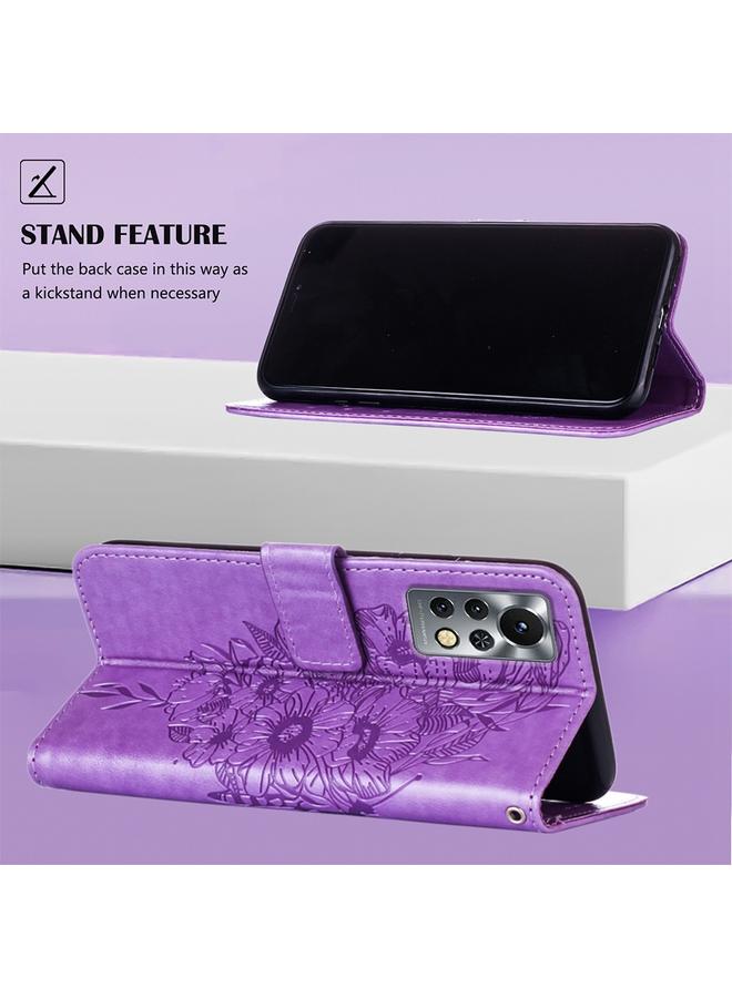 Zaboon Case For Infinix Note 11S / Note 11 Pro Embossed Butterfly Leather Phone Case - Image 3