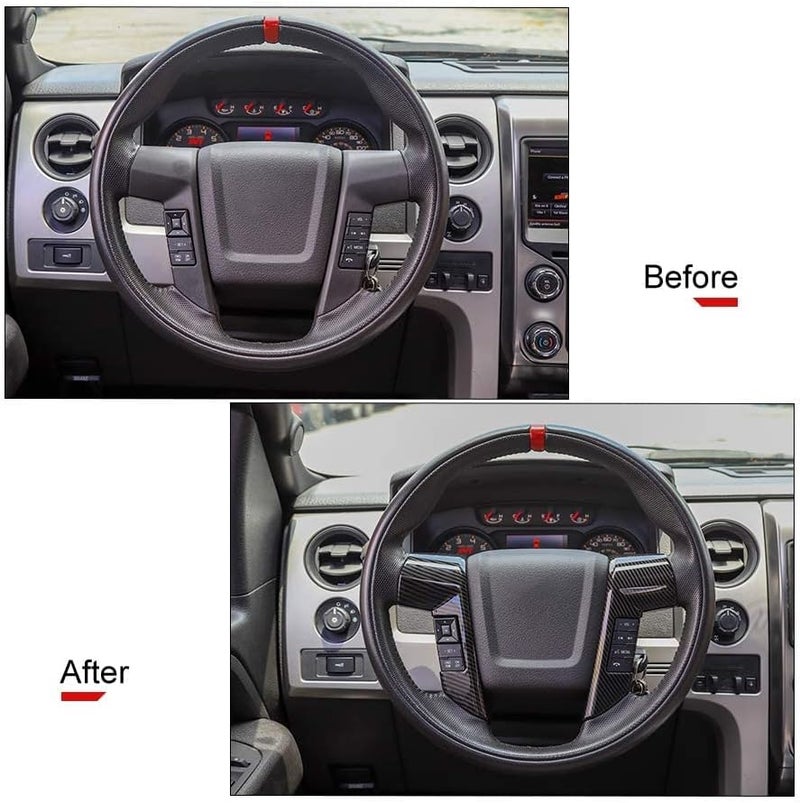 JeCar Car Steering Wheel Trim Cover Frame Interior Accessories for 2009-2014 Ford F150 SVT Raptor (Carbon Fiber) - Image 4
