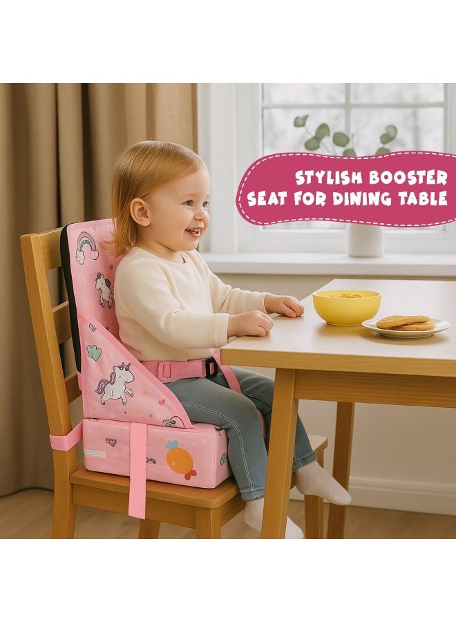 UKR Unicorn Toddler Booster Seat for Dining Table Foldable Non-Slip Chair Cushion with Safety Harness and Chair Pad for Kids with Washable Cover - Image 5