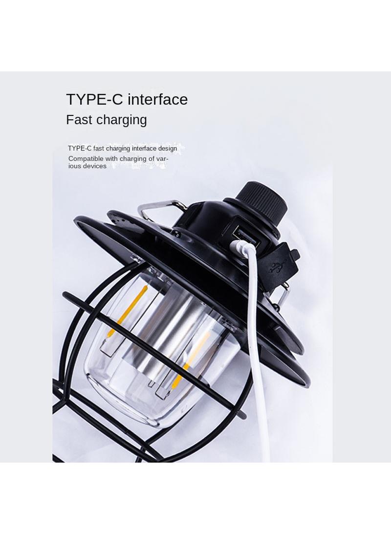 1Pcs Outdoor camping light retro convenient portable LED charging emergency light black - Image 3