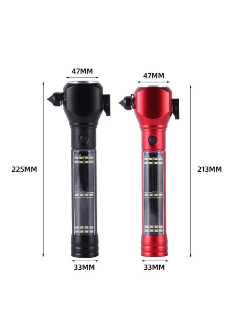 Safety Hammer Ten In One Multi-function Flashlight Car Self-rescue Broken Window Hammer Fire Emergency Outdoor Strong Flashlight-Color:Safety Hammer (extra Large Red)