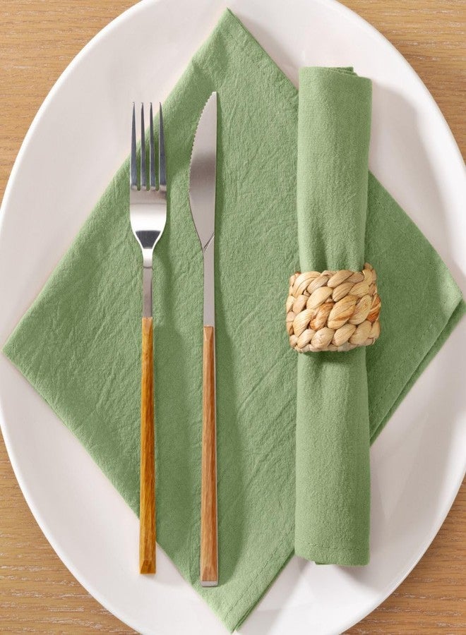 MLMC 4 Pack Sage Green Cloth Napkins Rustic Washable Cotton Linen Napkins Set of 4 17"x17" Reusable Dinner Napkins Cloth for Wedding Bridal Shower Party Table Decor - Image 2
