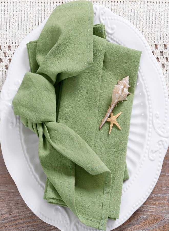 MLMC 4 Pack Sage Green Cloth Napkins Rustic Washable Cotton Linen Napkins Set of 4 17"x17" Reusable Dinner Napkins Cloth for Wedding Bridal Shower Party Table Decor - Image 5
