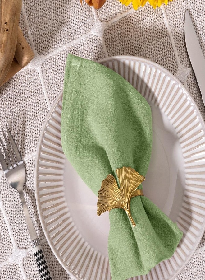 MLMC 4 Pack Sage Green Cloth Napkins Rustic Washable Cotton Linen Napkins Set of 4 17"x17" Reusable Dinner Napkins Cloth for Wedding Bridal Shower Party Table Decor - Image 3