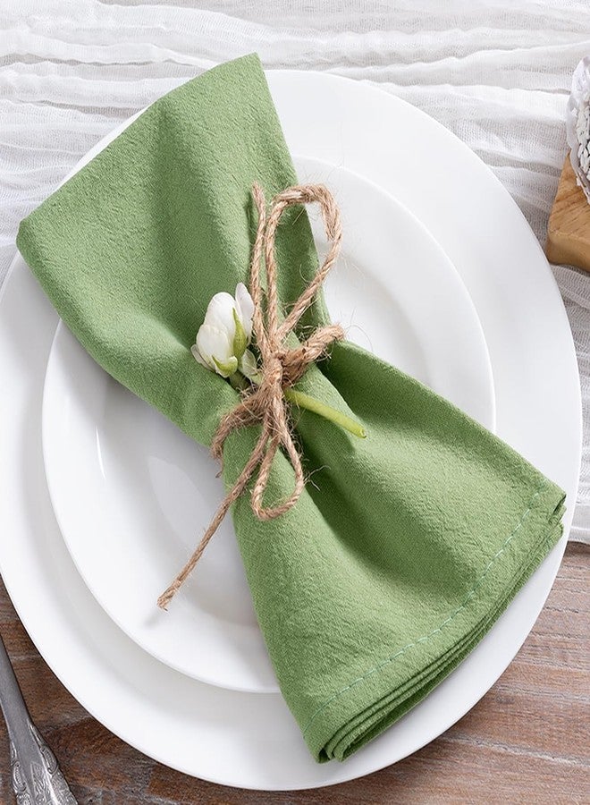 MLMC 4 Pack Sage Green Cloth Napkins Rustic Washable Cotton Linen Napkins Set of 4 17"x17" Reusable Dinner Napkins Cloth for Wedding Bridal Shower Party Table Decor - Image 1