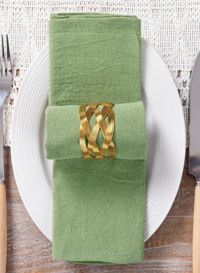 MLMC 4 Pack Sage Green Cloth Napkins Rustic Washable Cotton Linen Napkins Set of 4 17"x17" Reusable Dinner Napkins Cloth for Wedding Bridal Shower Party Table Decor - Image 4